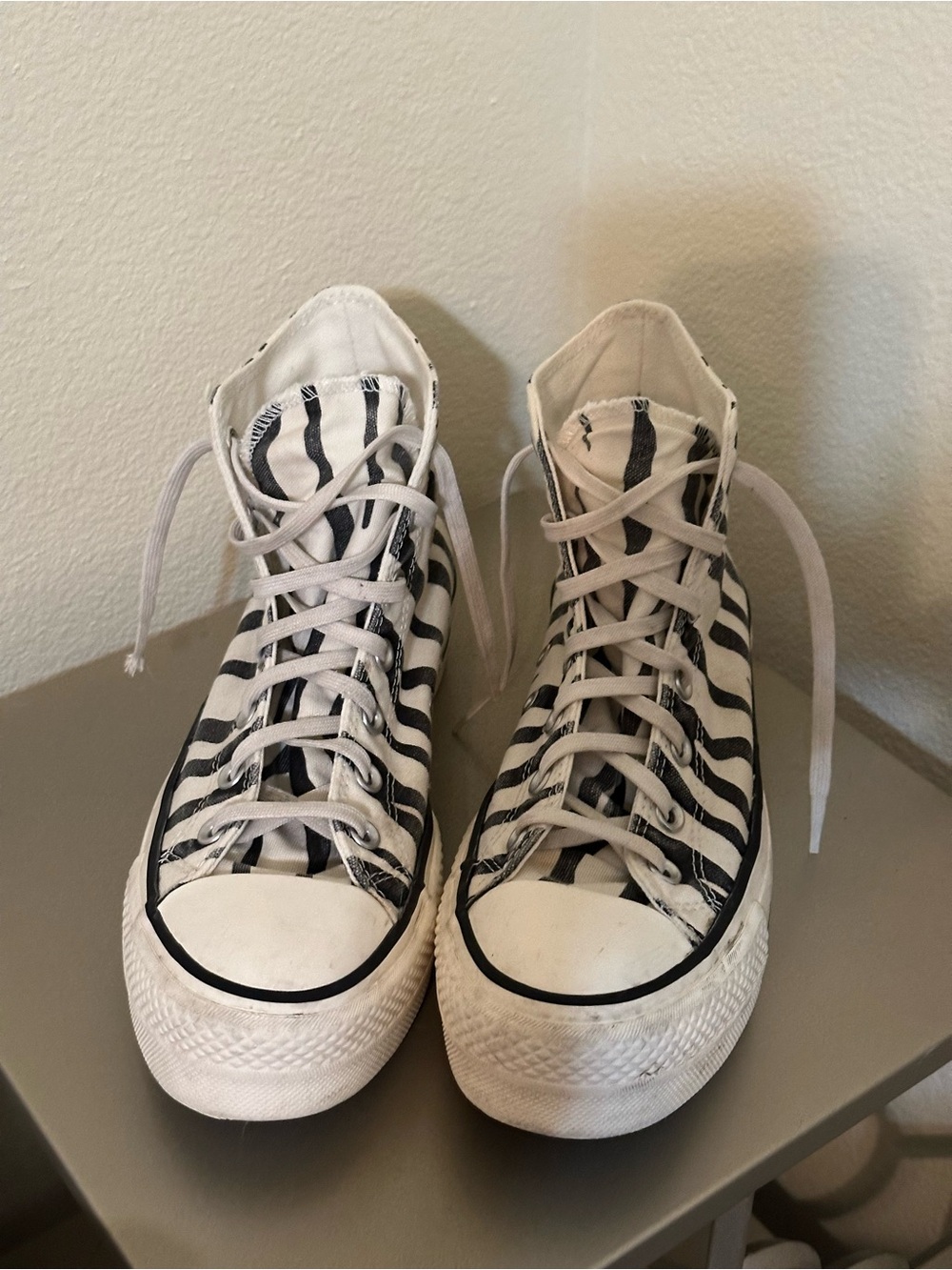 Converse High-Top Zebra Stripe Canvas Sneakers - White/Black